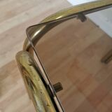 Vintage Italian Coffee Table: Brass & Smoked Glass, Mid-Century Modern