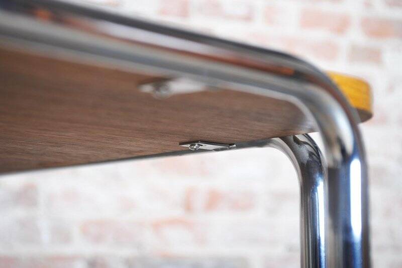 Bauhaus Dining Table, attributed to R. Slezák, Chrome, Polished Oak, Czech, 1930s