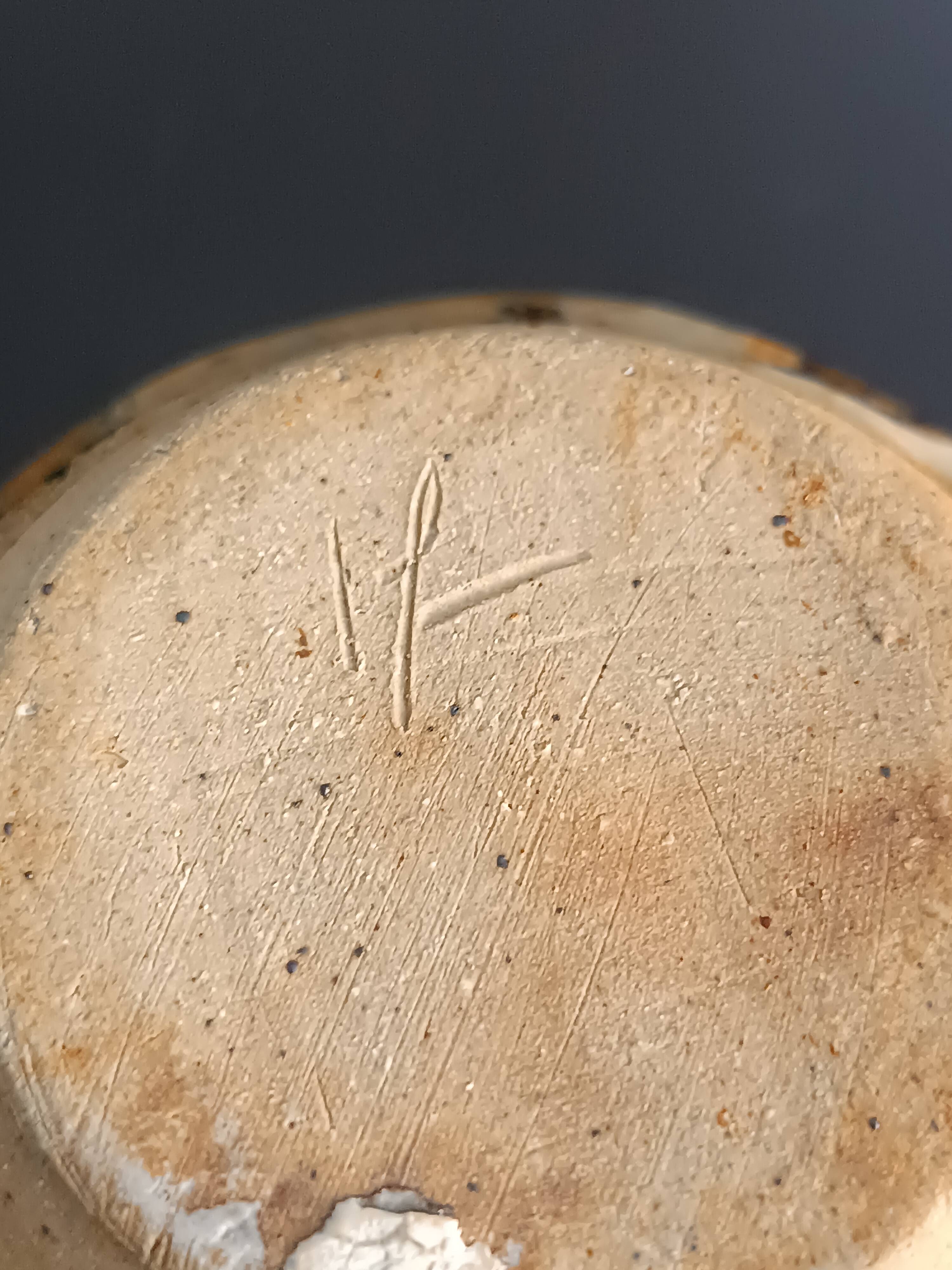 Glazed stoneware vase with signature, mid-20th century.
