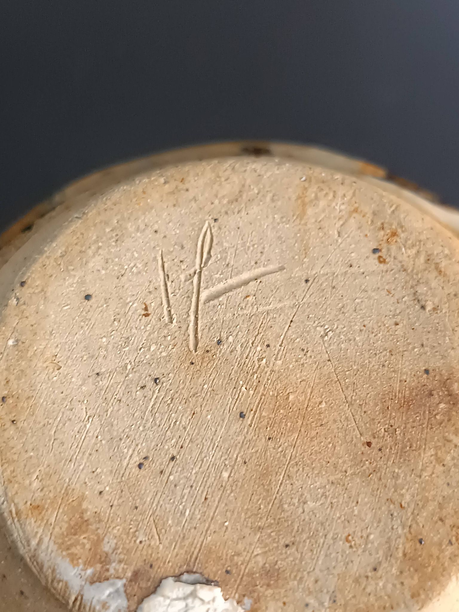 Glazed stoneware vase with signature, mid-20th century.