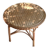Table d'appoint en rotin / osier tressé - années 1960