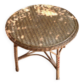 Rattan/Wicker Side Table - 1960s