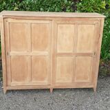 Parisian buffet 2 sliding doors raw wood oak