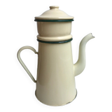 glazed teapot in yellow and green metal early twentieth century