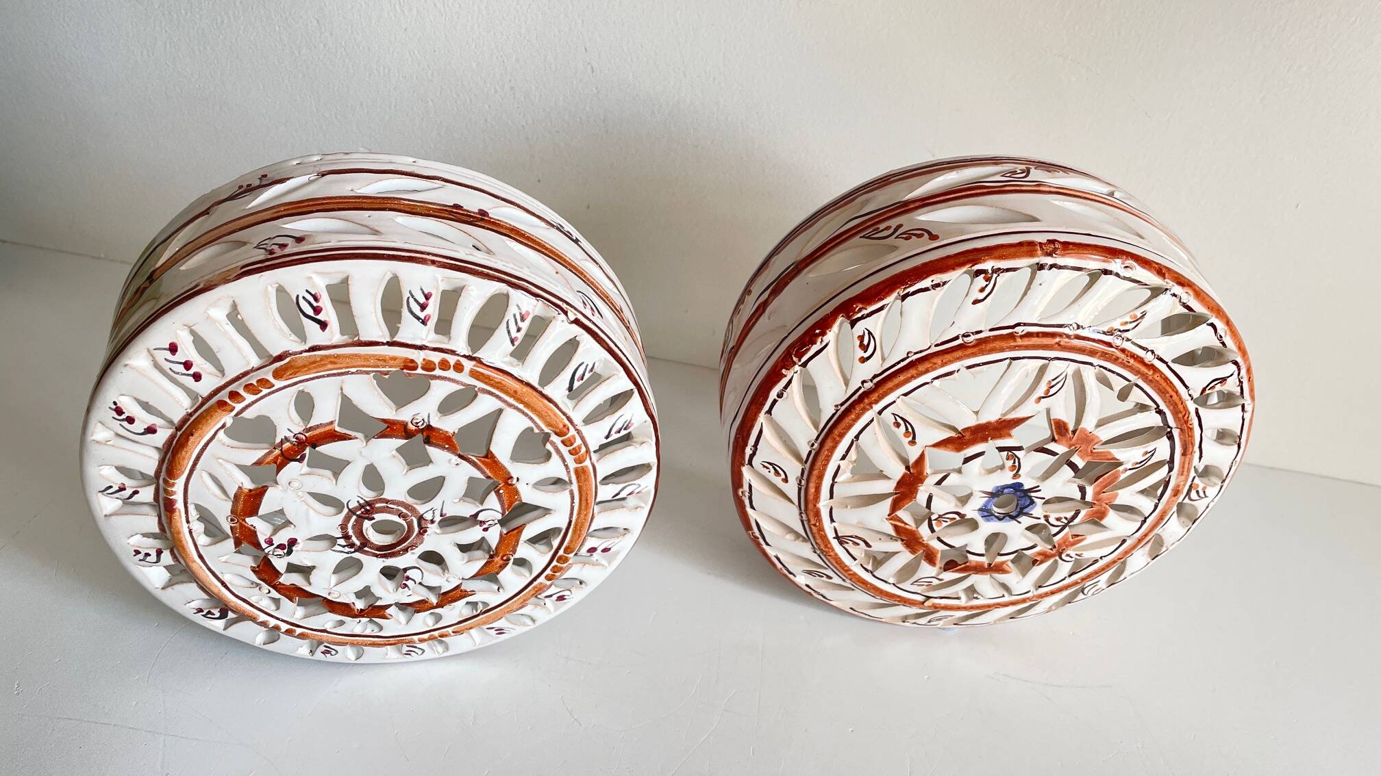 Handcrafted ceramic wall light blue centre