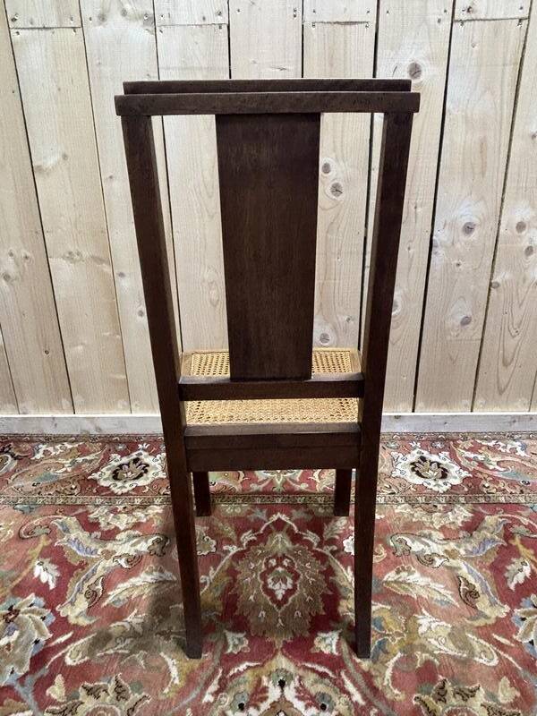 Série de 4 chaises art déco cannées