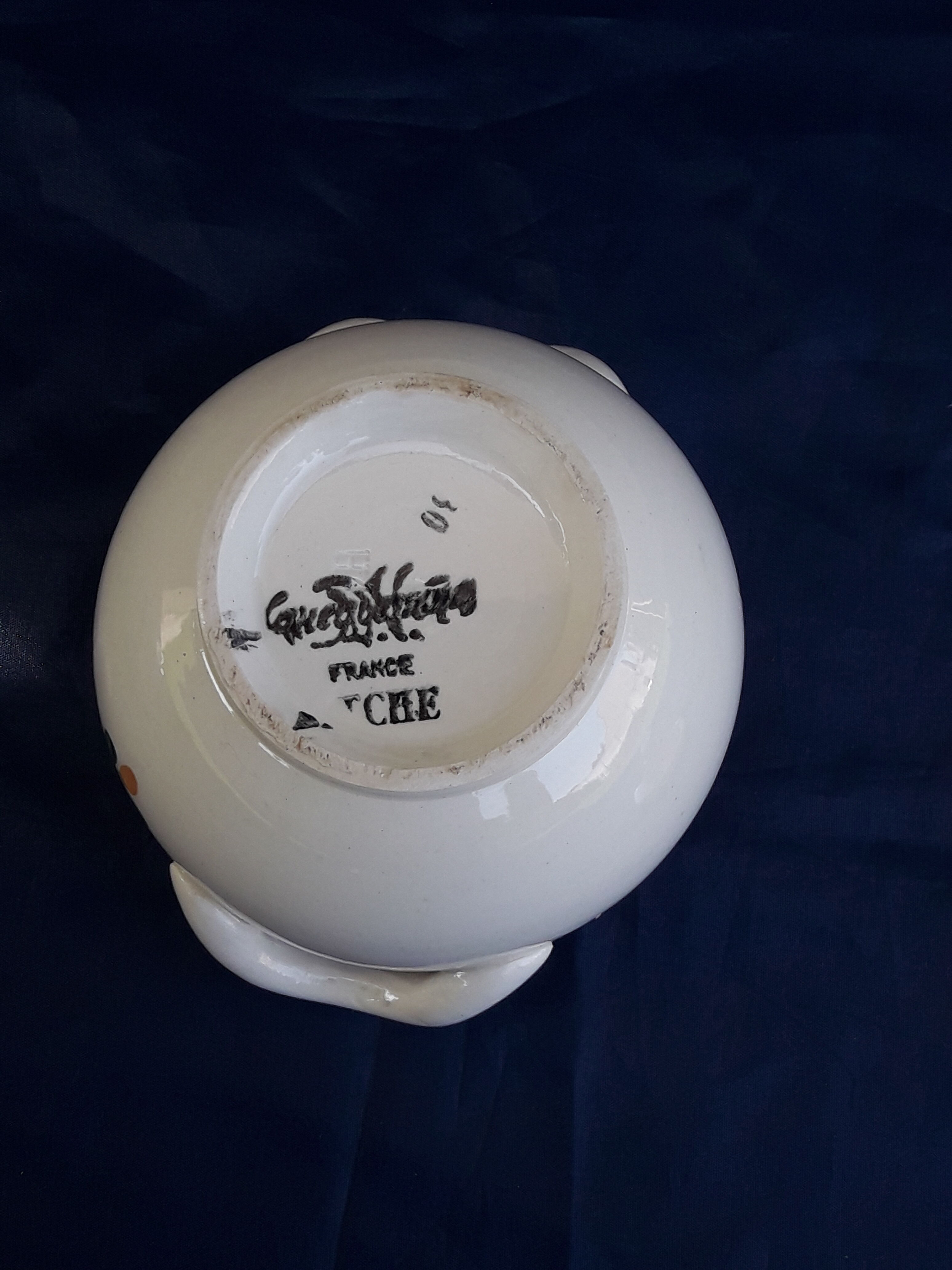 Sugar bowl in earthenware of Sarreguemines flower pattern