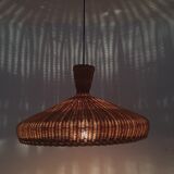 exceptional large Mid Century Modern wicker pendant lamp