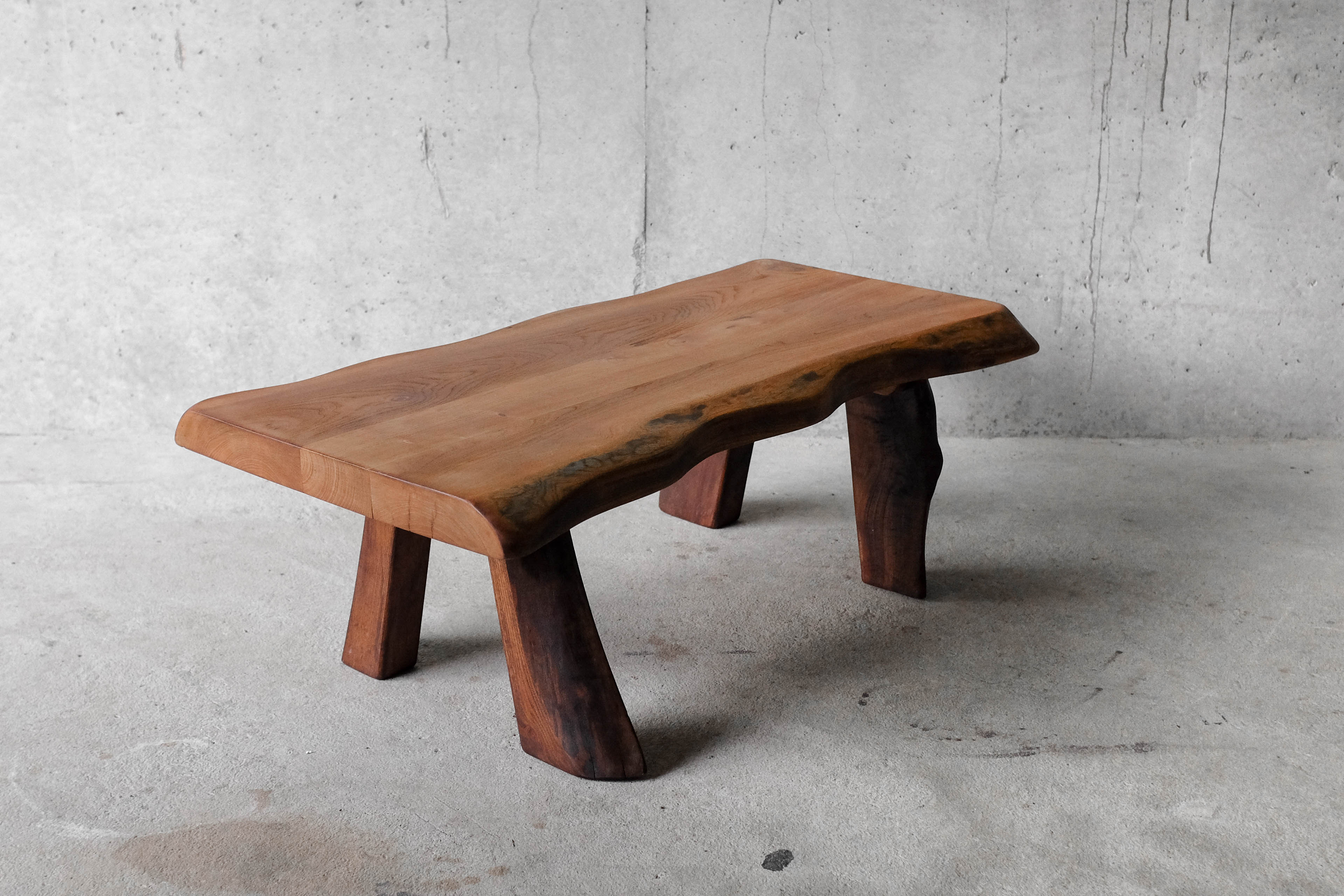 Free form coffee table in solid Elm-1970