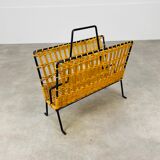 Magazine holder 50s rattan and metal