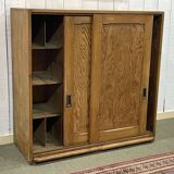 1930s English fir sideboard with sliding doors