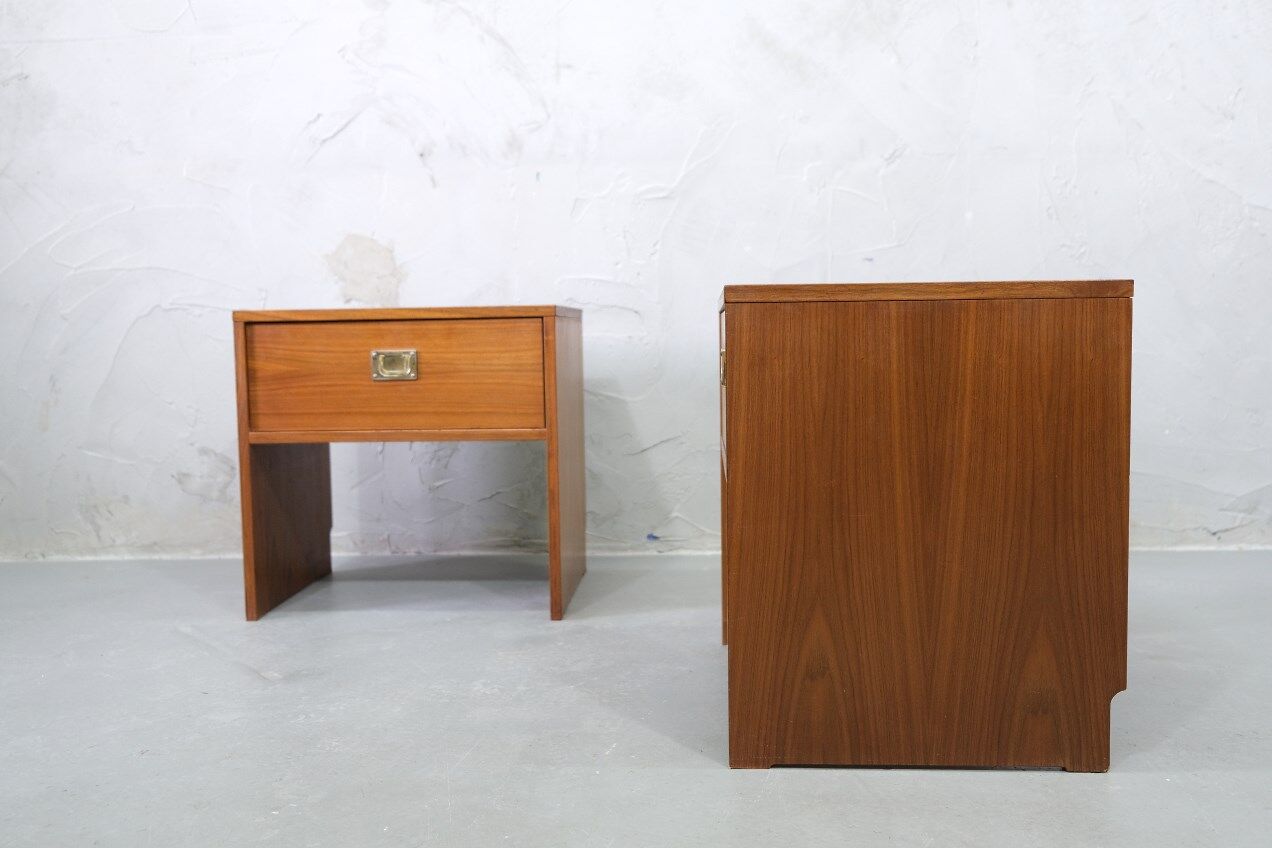 A pair of Scandinavian minimalist teak nightstand tables , 1960s