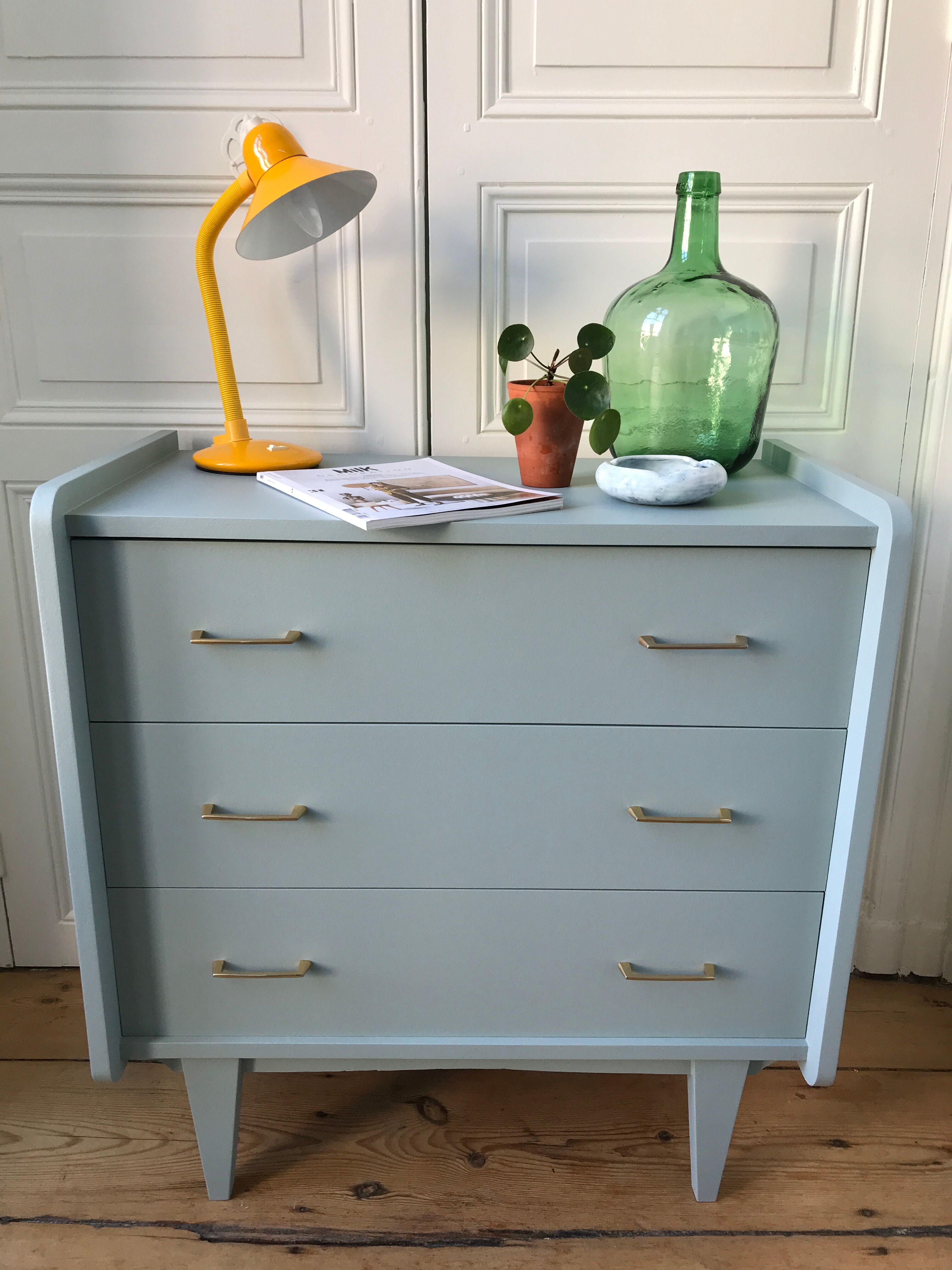 Commode 3 tiroirs vert amande