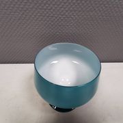 Vintage turquoise glass pedestal bowl Carlo Moretti Italy 1960s