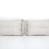 Kilim pillow cases made from a vintage anatolian handwoven textile - matching oblong lumbar brown