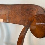 Biedermeier Shovel Chair in Walnut Veneer & Black Leather, Austria, 1820s