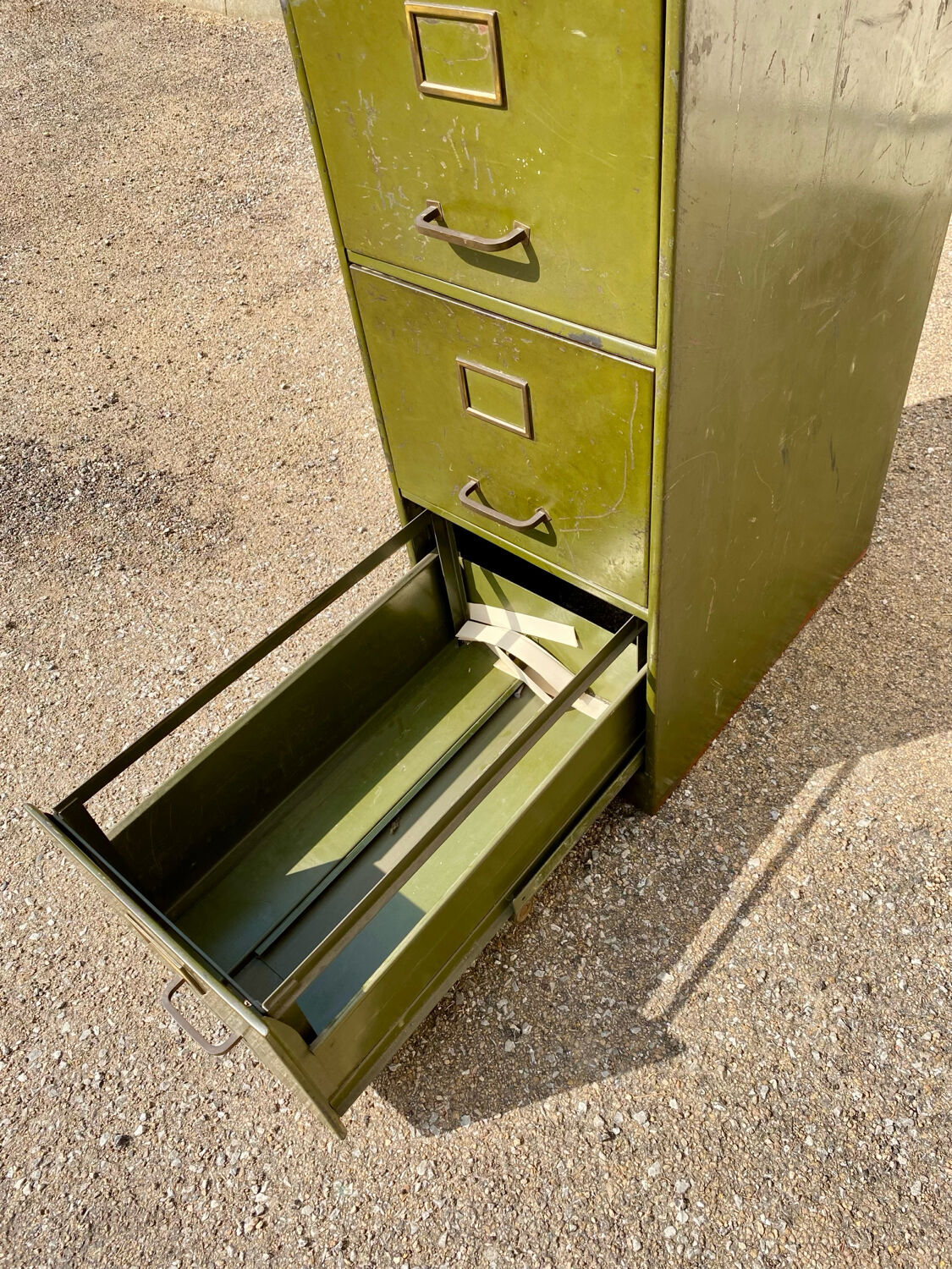 Antique military 4-drawer metal locker, archive, cabinet, filing cabinet