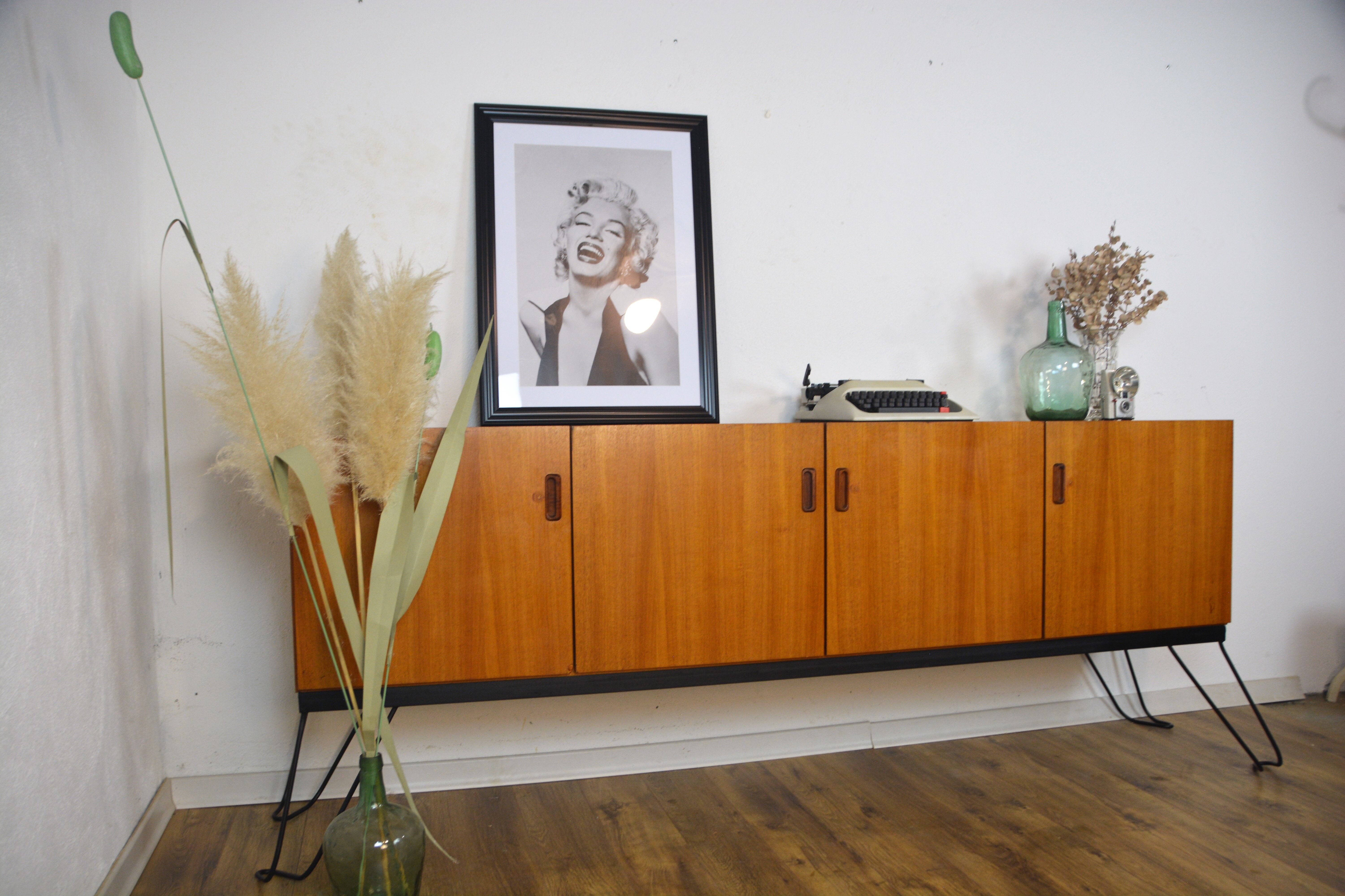 Scandinavian teak metal foot row