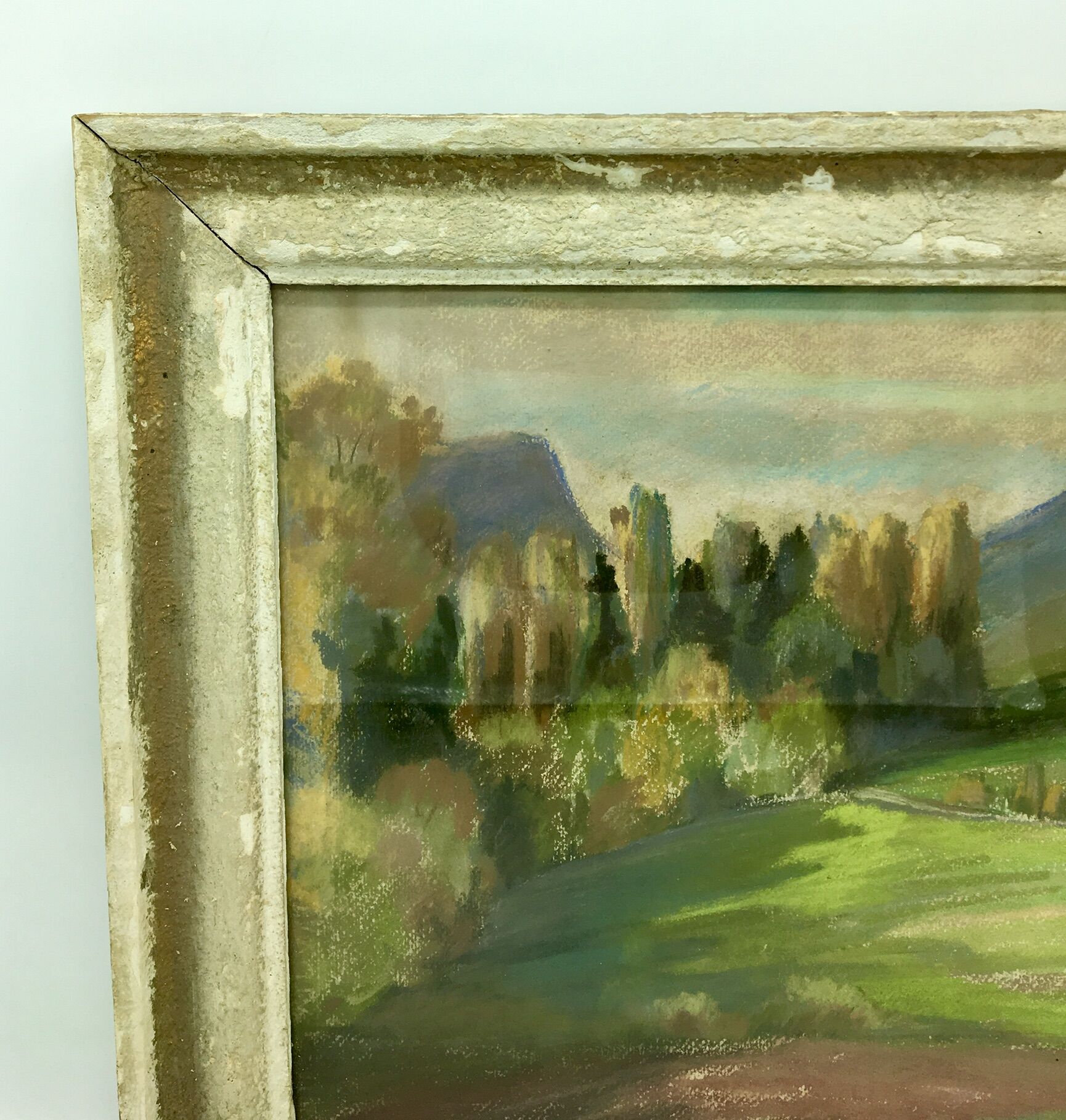 Table countryside landscape year 1970 signed