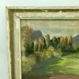 Table countryside landscape year 1970 signed