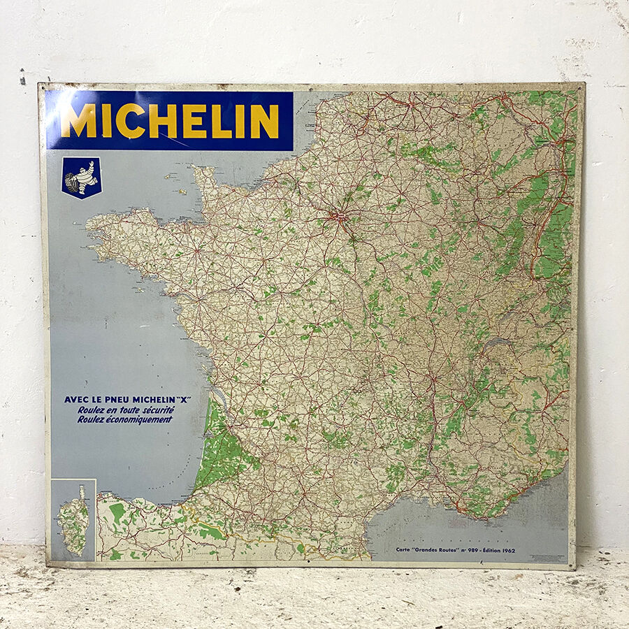 Map of France Michelin in sheet metal 1962