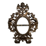 Bronze frame nineteenth Napoleon III richly decorated with macaroons