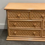 Oak & faux rattan-front dresser - Chest of drawers by Maugrion for Roche Bobois