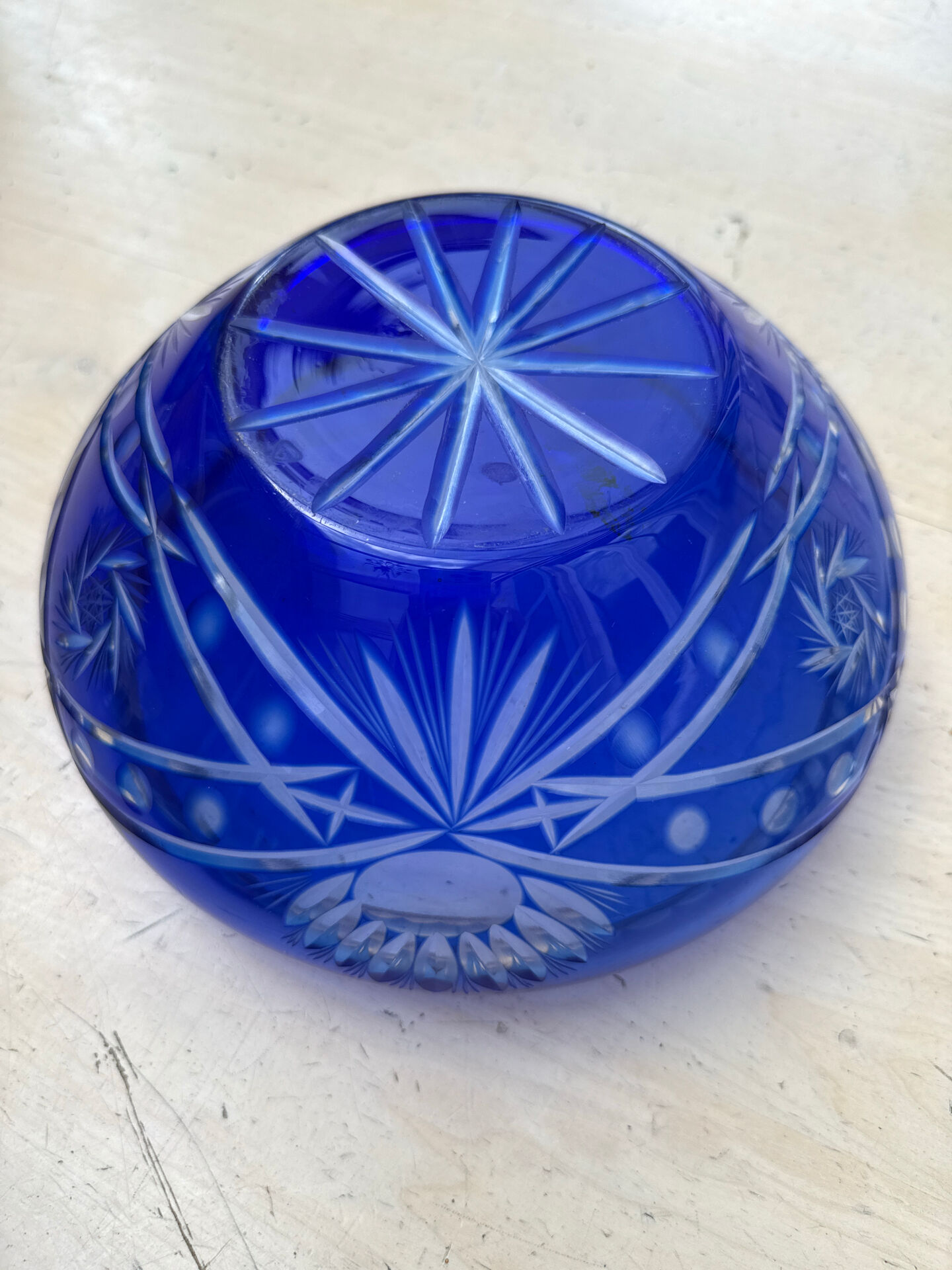 Kobalt blauwe kristallen fruitschaal