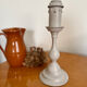 Gray patina pewter candle holder lamp base