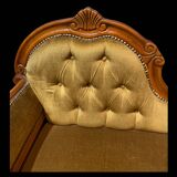 Telephone chair in wood and mustard fabric