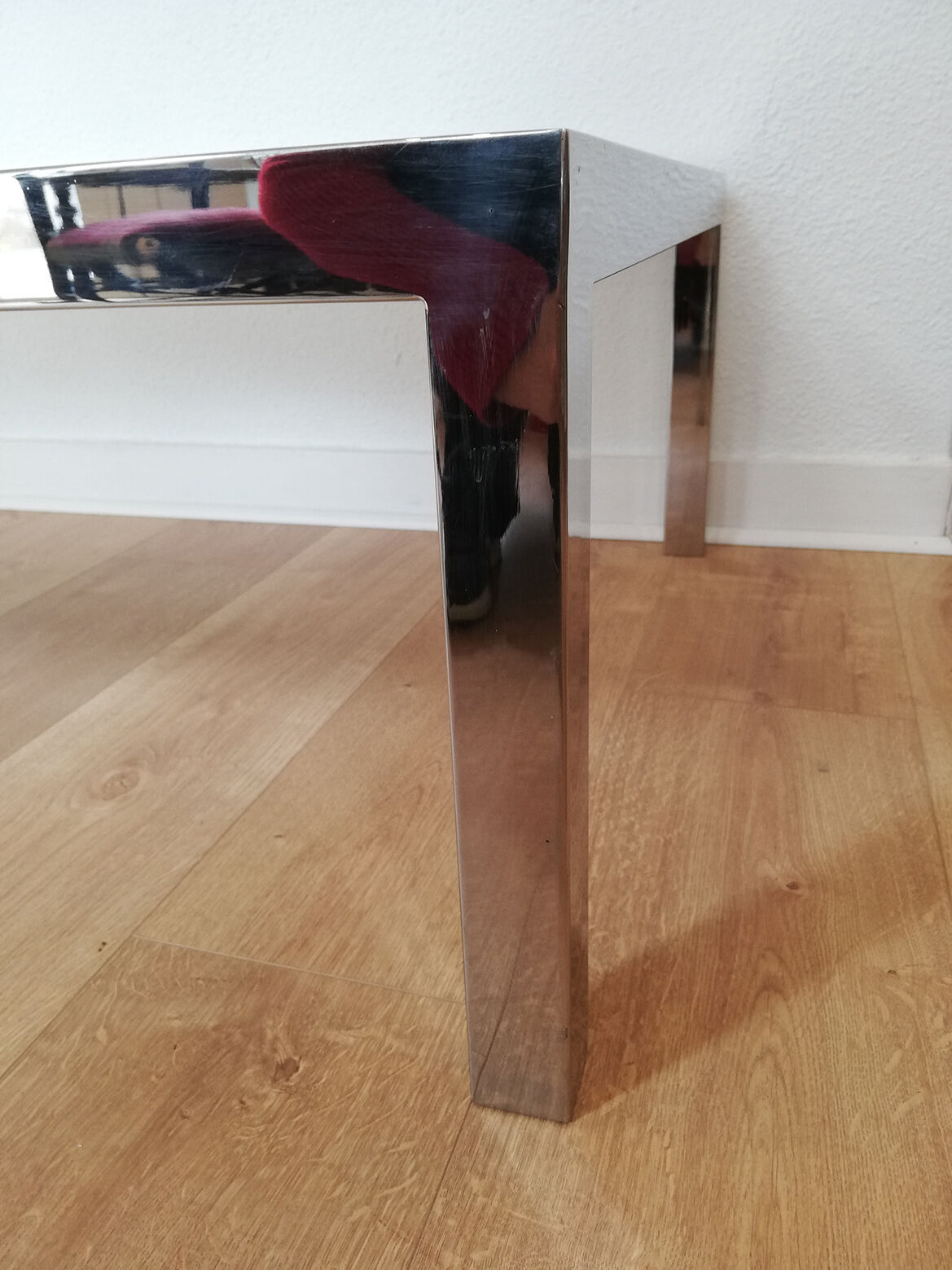 Chrome metal, brass and smoked glass coffee table to taste like Willy Rizzo