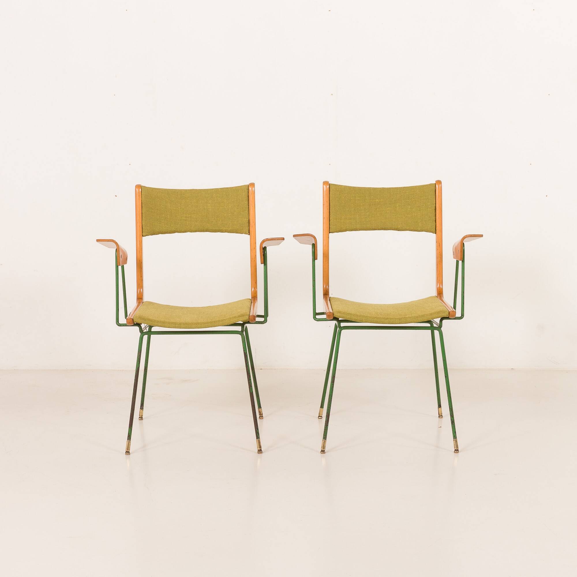 Boomerang chair attr. to Carlo De Carli, set of 2, Italy 1950s