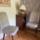 Pair of vintage mahogany and skai chairs