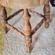 Tripod stool "Bobbin" style, turned wood and straw.