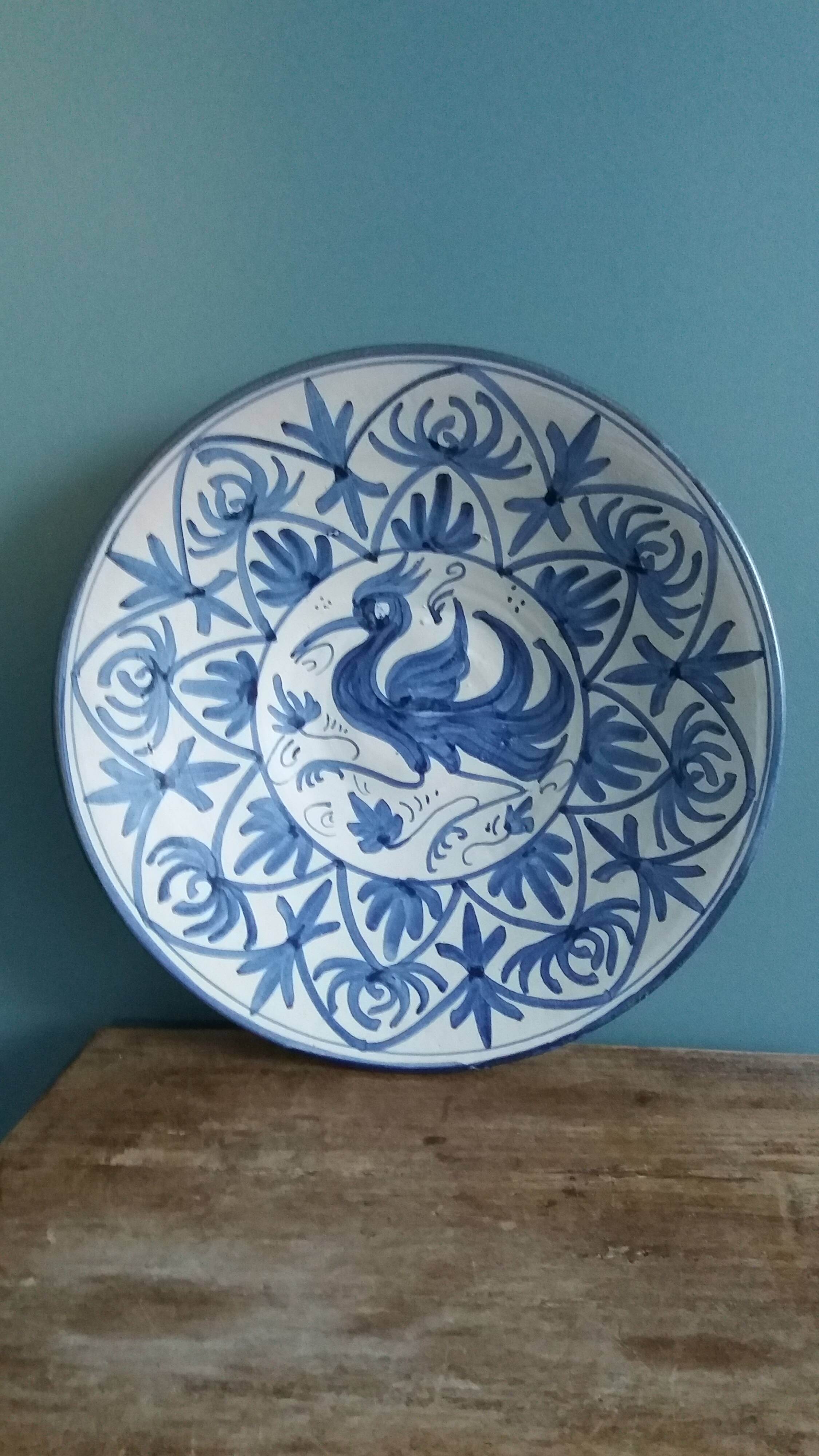 Decorative plate signed Punter, earthenware from Teruel, Spain.