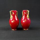 Pair of Baccarat crystal baluster vases decorated with a Lorraine cross