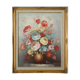 Tableau bouquet de fleurs tons pastels signé Frederick