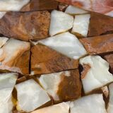 Round coffee table in onyx-like resin and chrome-plated metal, 1970s