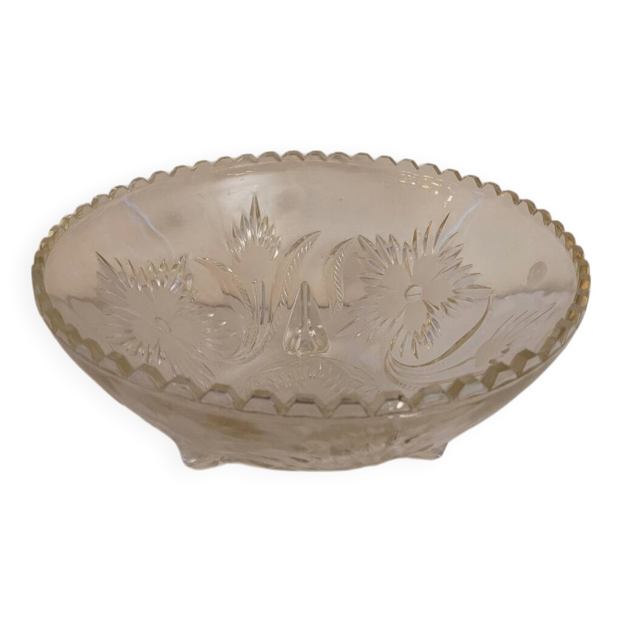 50s molded glass footed bowl