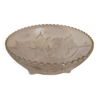 Coupe sur pied en verre moulé 50's