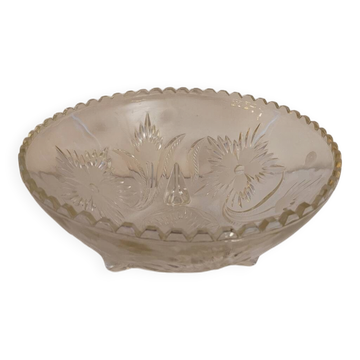 50s molded glass footed bowl