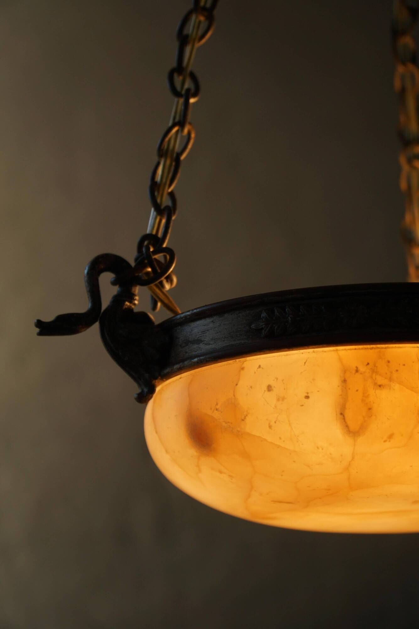 Suspension / alabaster ceiling light from the early 20th century, Denmark, Art Nouveau, 1900