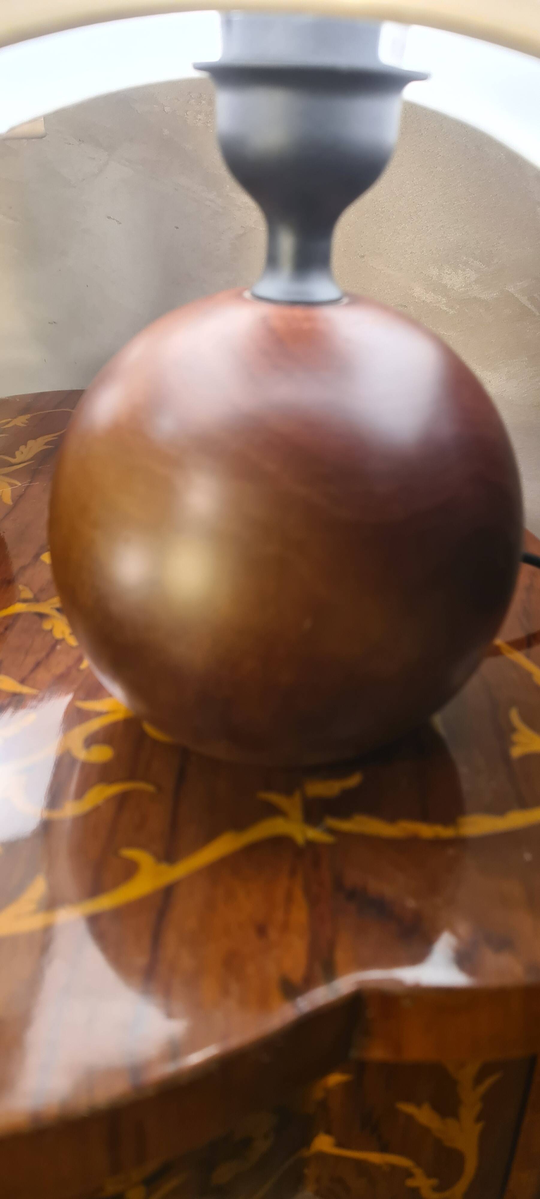 Scandinavian design bedside lamp round wooden ball 26x15 cm