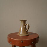 Vintage handheld stoneware candle holder, Scandinavian decorative object