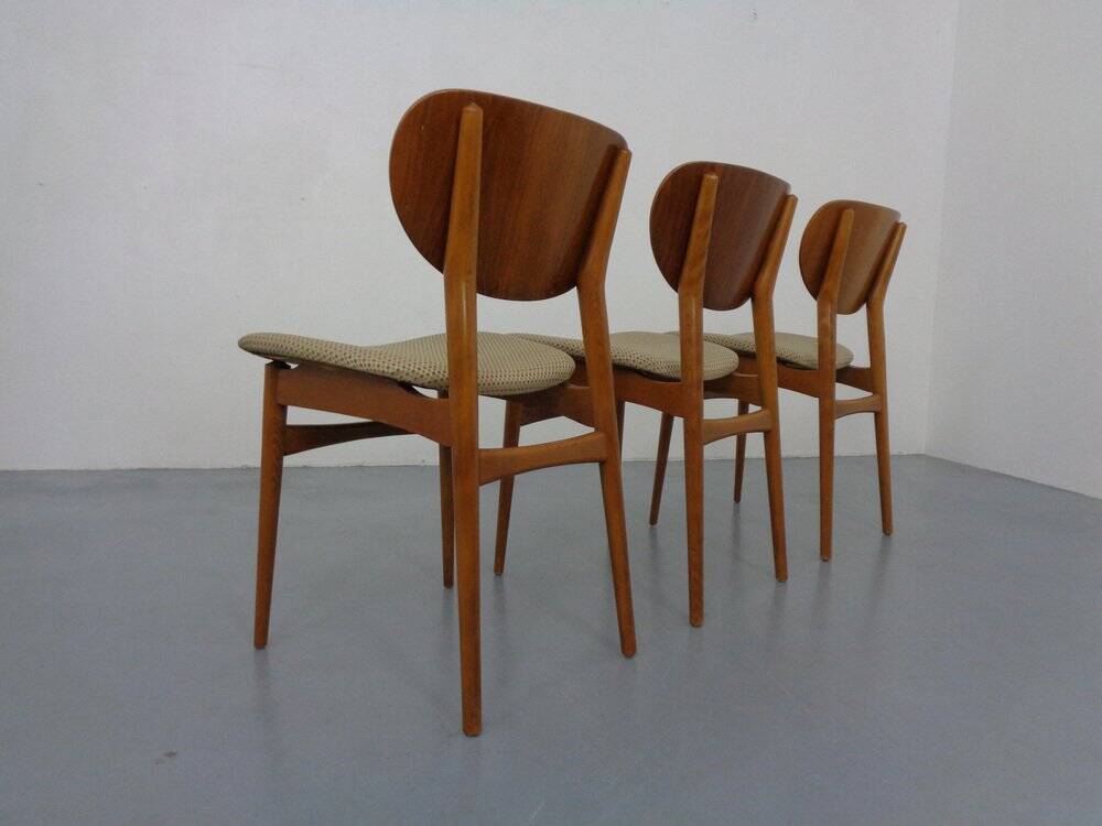 Dining Chairs in Walnut & Beech, 1960s, Set of 3