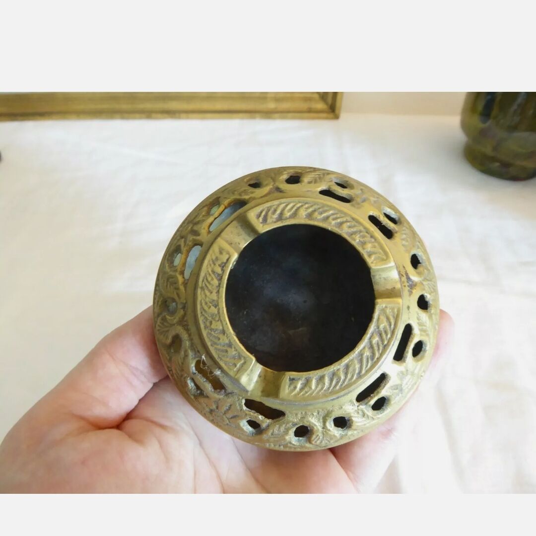 Old bronze and brass ashtray