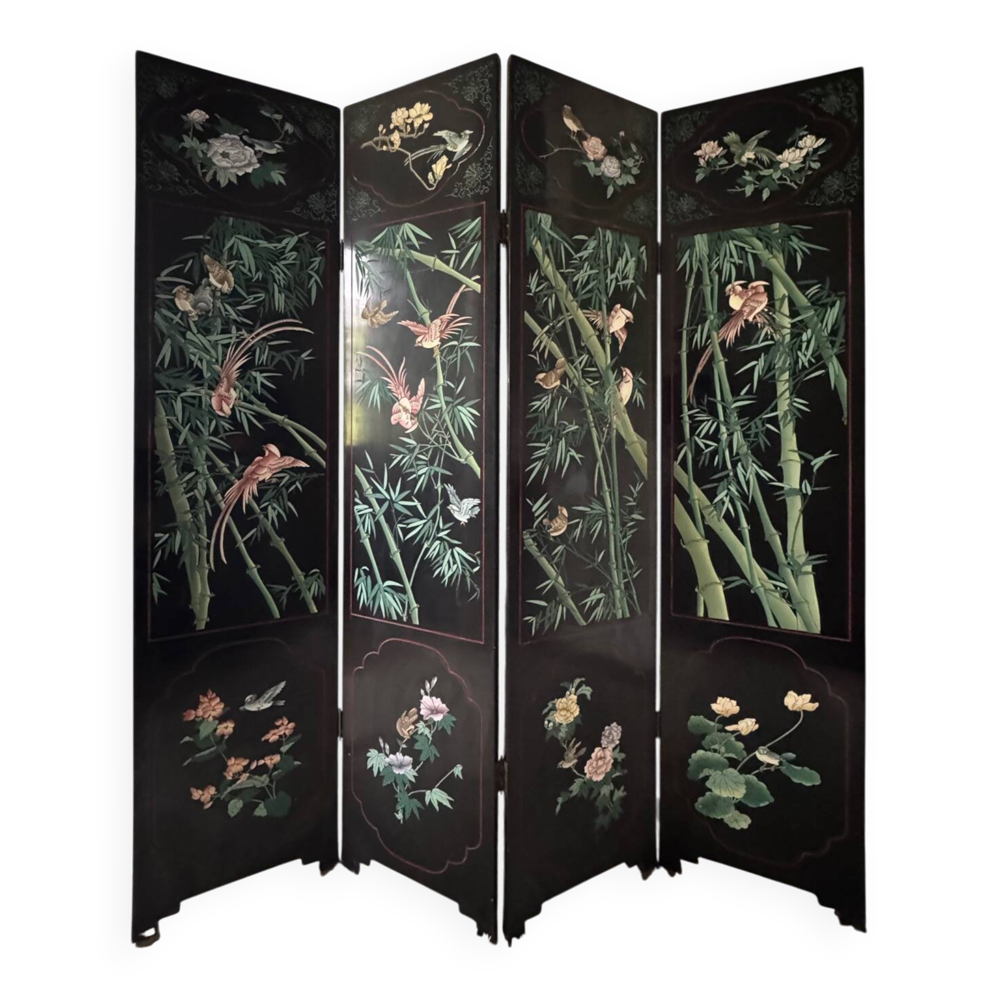 Antique Chinese lacquer screen