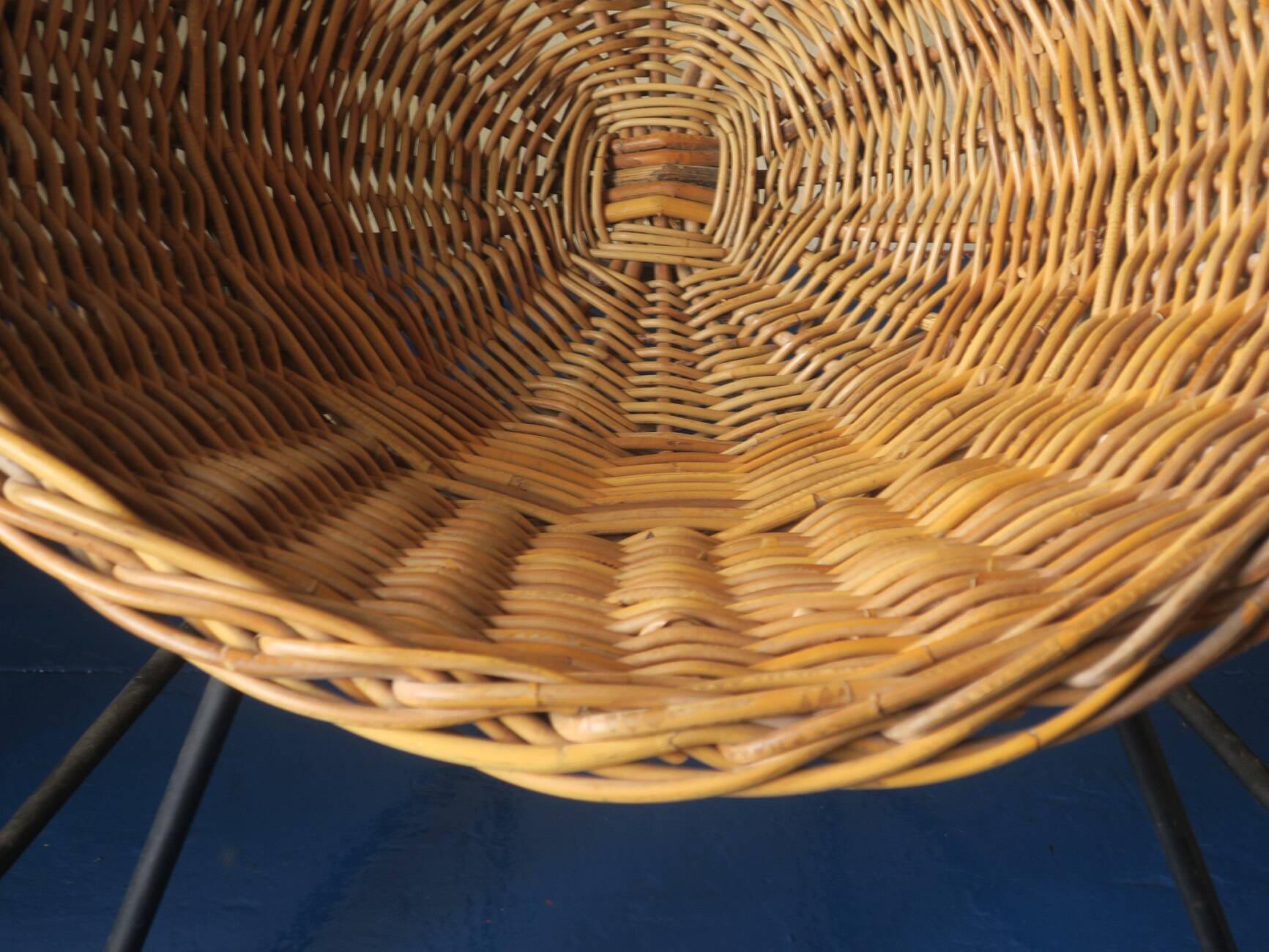 Pair of mid century bamboo and iron pod chairs, 1960s