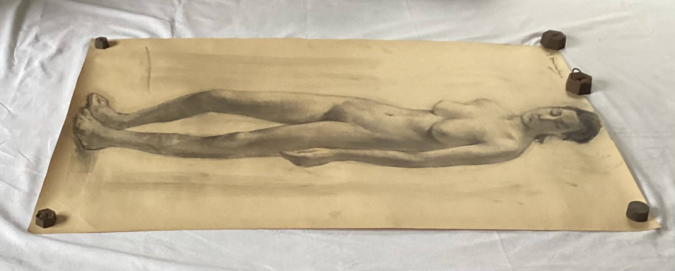 Large drawing of a “Nude” woman signed around the 1940s dimension: height -120cm - width -75