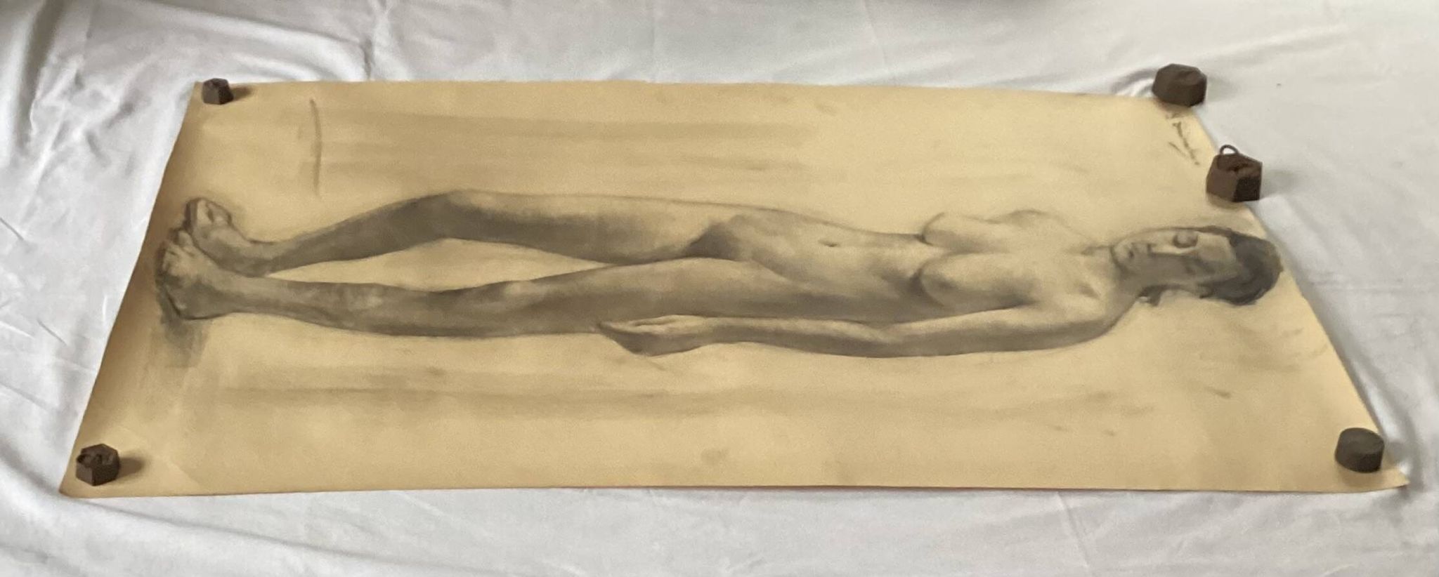 Large drawing of a “Nude” woman signed around the 1940s dimension: height -120cm - width -75